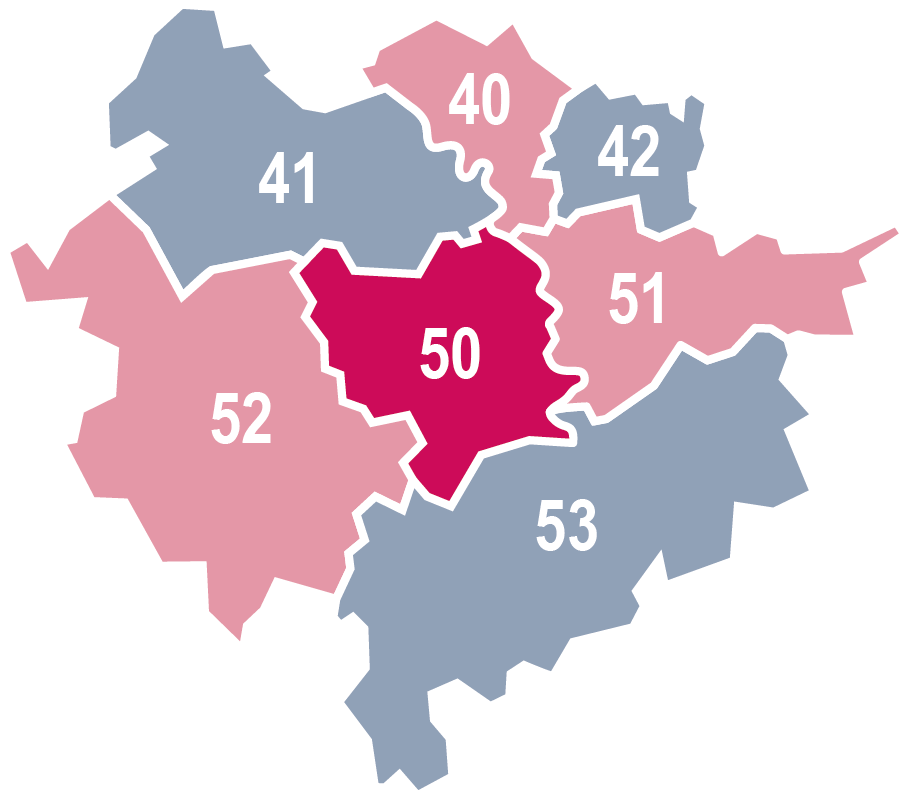 Karte von dem PLZ Einzugsgebiet vom Sanitätshaus Welb